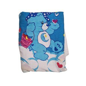 Y2K Care Bears rainbow hearts twin flat bed sheet